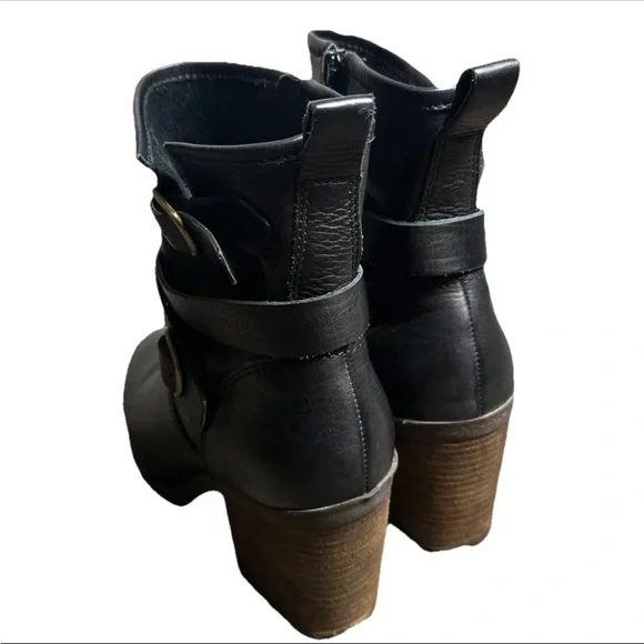 Lucky Brand Womens Western Orenzo Motorcycle Boots Black Leather Mid Calf Zip 7 - Picture 6 of 14